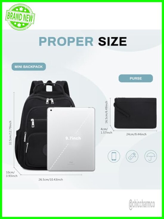 Mini Backpack for Women with Luggage Strap, Lightweight Nylon, Multiple main image 4
